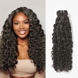 Human Hair Bundle, Wequeen Hair Bundle Human Hair 16A Brazilian Hair Bundles Wet and Wavy Extensions Burmese Curly 18 Inch Natural Black