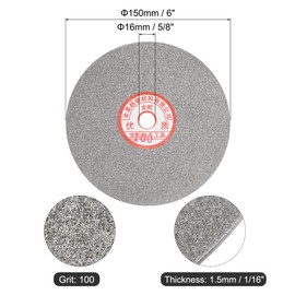 uxcell Diamond Sanding Grinding Disc, 6-Inch (150mm) Grit 100 5/8" Arbor Hole, Flat Lap Disk Polishing Discs Abrasive Wheel for Gemstone Tile Porcelain Glass Stone Metal