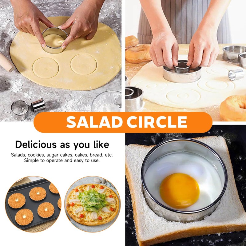 6 Pcs Stainless Steel Round Cookie Cutter Set (2, 3,