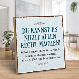 ARTFAVES® Wooden Sign with Saying "Du Kannst es Nicht Allen recht Machen | Shabby Chic Vintage Sign | Decorative Gift on the Theme Funny Sayings | Size: 19 x 19 cm