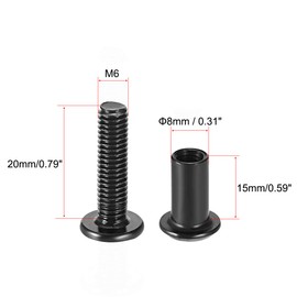 Awclub Hex Socket Screw Post Binding Bolts Leather Fastener Fit for 8mm Hole Dia, Male M6x20mm, Female M6x15mm, Carbon Steel Black 10 Sets