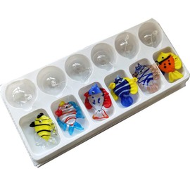 ZHU IN SY Fish Tank Ornaments Color Bubble Fish Miniature Hand Blown Tropical Fish Figurine Art Glass Sea Animals Collection,Set of 6 for Small and Medium Fish Tanks (3)