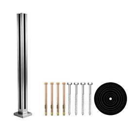 VoTwoofv Glass Railing Corner Post 35.8",304 Stainless Steel Glass Balustrade Post with Spigot Slots for Indoors & Outdoors Railing of Deck, Balcony, Attic, Staircase (Silver)
