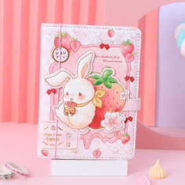 Cute Kawaii Journal Notebook, Bunny Journal, Bunny Journal for Girls, Kawaii Journal, Cute Journal for Girls, Bunny Journal Notebook, Soft PU Leather Cover, 6.6 x 4.9 inch (16.8 x12.4 cm), A5 (Bunny)