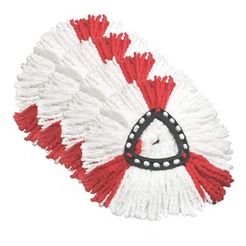 SUPERFA (4Pack) SUPERFA Mop Heads Compatible with Vileda 2-in-1 Turbo Mop Replacement Head, Microfibre, Red, White