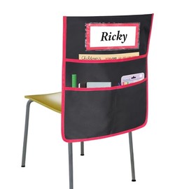 Red Chair Pockets for Classrooms, Chair Pocket with 3 Heavy Duty Storage Pocket, Chair Back Buddy Pocket with Name Tag Slot, Ideal Back to School Supplies, Classroom Must Haves
