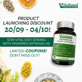 VIFADIMED Astragalus– 9600mg Herbal Extract, 640mg Daily Dose for Boost: Appetite Stimulation, Metabolism Support, Nutrient Absorption, Oxygenation in The Blood, Natural Immunity.