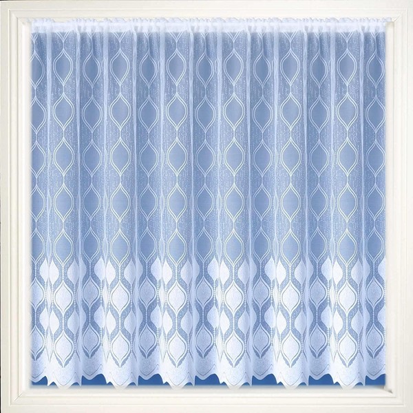Marseille White Net Curtains, Lace Curtain, Cut To Width (205cm