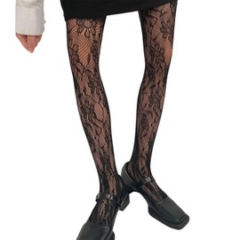 jiahesuw Women Pattern Fishnet Tights Stockings Hollowed Sheer Mesh Lace Solid Colored Pantyhose Leggings
