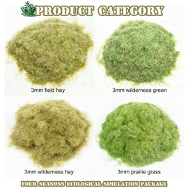 Warmtree 4Pcs Mixed Static Grass Terrain Powder 3mm Diorama Grass Model Grass Diorama Supplies Terrain Model Kit Sand Table Simulation Landscape War Game Miniatures Fairy Garden