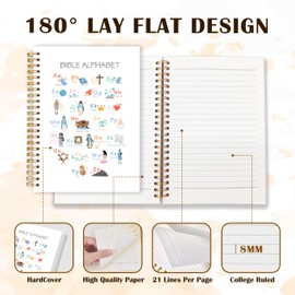 Qabliqo Bible Alphabet Christian Spiral Notebooks, Educational Bible Verse Journals for Writing, ABC Alphabet Christian Journal, Religious Scripture Notebook for Note Taking, 5.5x8.3 Inch