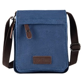 Sechunk Vintage Style Small Canvas Shoulder Bag for Men & Women, for Outdoor, Camping, Travel, Work, Daily Use, K_blue