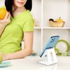 Crpich Acrylic Cell Phone Stand, Portable Phone Holder, White Phone
