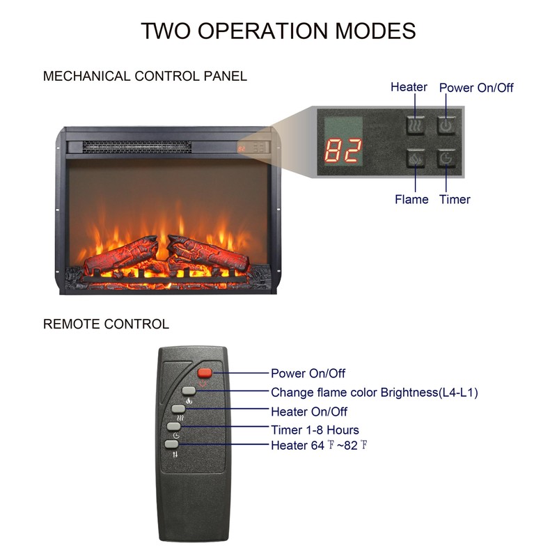 Innoflame 23" Electric Fireplace Insert, Electric Fireplace Heater with Remote/Timer,