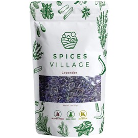 SPICES VILLAGE Lavender [ 2 oz ] Dried Lavender Buds, Natural Lavender Buds for Food, Herbal Tea, Potpourri, Wedding Confetti, Pillow - Kosher, Gluten Free, Vegan, Non GMO, Resealable Bulk Bag
