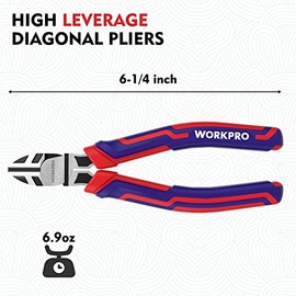 WORKPRO 6” Wire Cutters Heavy Duty CRV Steel, Diagonal Pliers for Cutting Wires Craft, Comfort Grip Handle