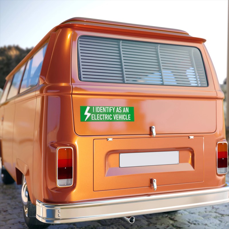 I Identify as an Electric Vehicle Bumper Sticker Funny EV