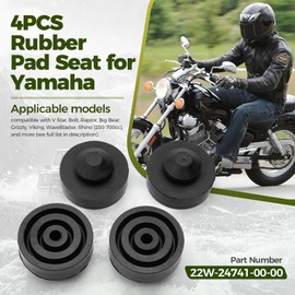 22W-24741-00-00 Rubber Pad Seat Compatible With Yamaha Seca V Star Bolt Raptor Big Bear Grizzly Viking WaveBlaster Rhino 250-700, Replaces 22W2474100, 2HJ-24741-00, 4TU-F4741-00, 22W-24741-10, 4PCS