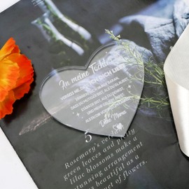 Tranbath Heart-shaped acrylic plaque with saying for mum, a unique gift from daughter to mother, ideal for birthday gifts, love message from the heart, small gifts for women
