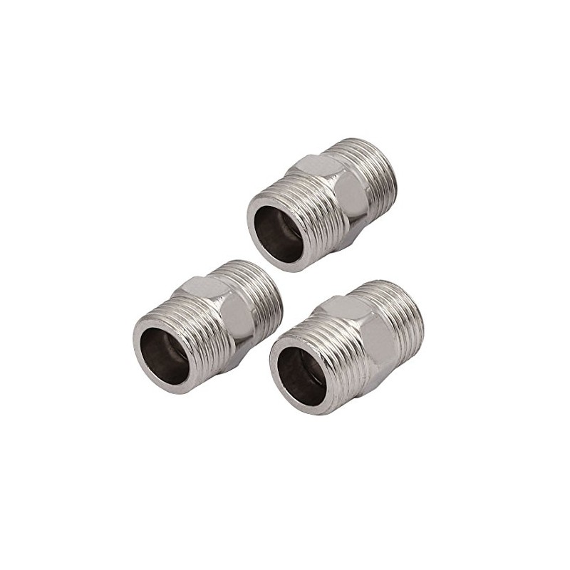 uxcell® M20 Male Thread Stainless Steel Hex Nipple Tube Pipe