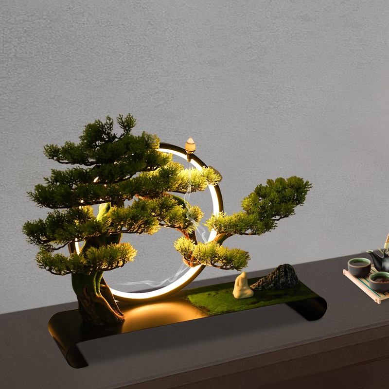 Giciashop Artificial Bonsai Pine Tree, Artificial Tree with LED Lamp