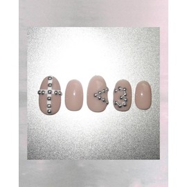 [Self-made] Heart Silver Ball Nail - Coffin Egg Tips / [자체제작] Heart Silver Ball Nail - 코핀에그 팁