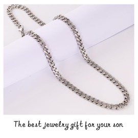PEGRAUFC To My Son Chain Necklace,Son Gifts from Mum Dad,Cuban Chain Gifts for Son,Gifts for Son from Mum Dad,Son Birthday Gifts,Chains for Boys,Birthday Gifts for Son,Cuban Chain Gifts for Son