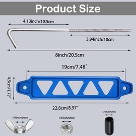 Tnisesm Blue Billet Aluminum Battery Hold Down Bracket with 18-8(304) Stainless Steel 8 inch bolts J bolts