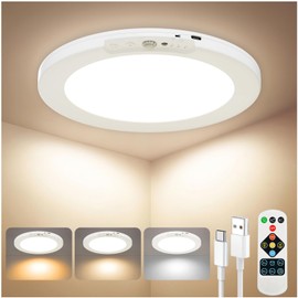 YIKEMJERP Motion Sensor Closet Light, Rechargeable Wireless Ceiling Light with Remote - Battery Operated, Fast Charging LED Light for Closet, Cabinet, Bathroom, Stairs, Hallway, Pantry, Indoor Use