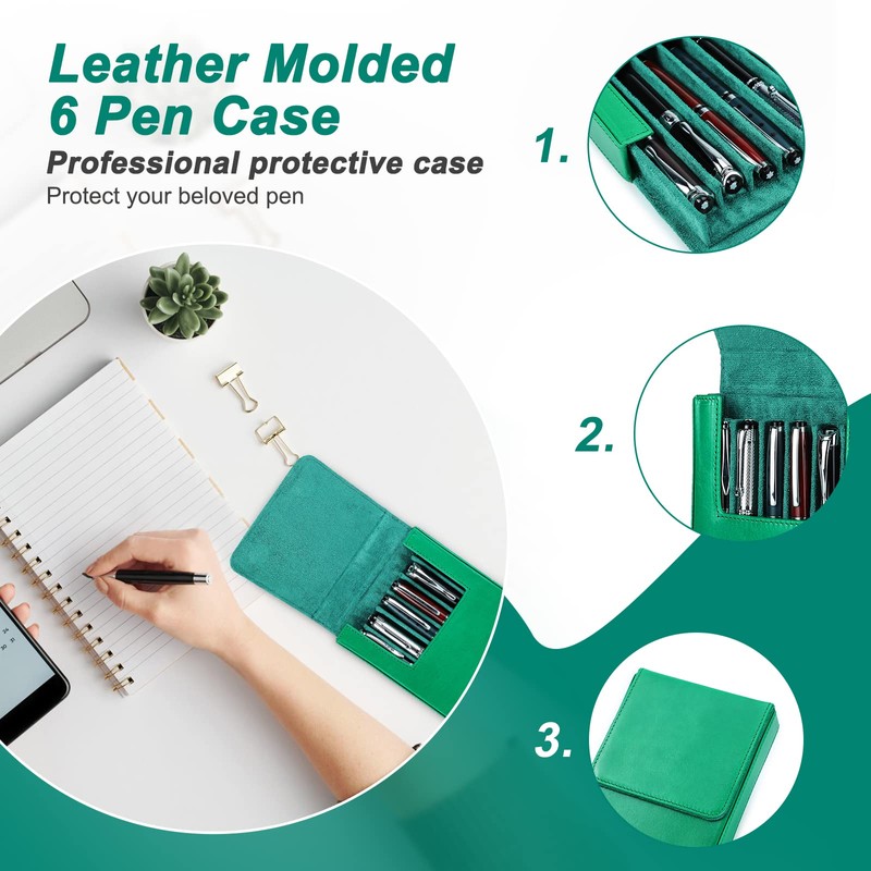 Hiram Leather Pencil Case Portable Genuine Leather Storage Box Pen