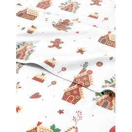 Queen Gingerbread House Sheet Set - Holiday Xmas Pattern Bedding Set - Deep Pockets - Snug Fit - 4PC - Wrinkle Free & Easy Care - Comfy Festive Winter - Holiday Sheets for Women, Men, Kids & Teens