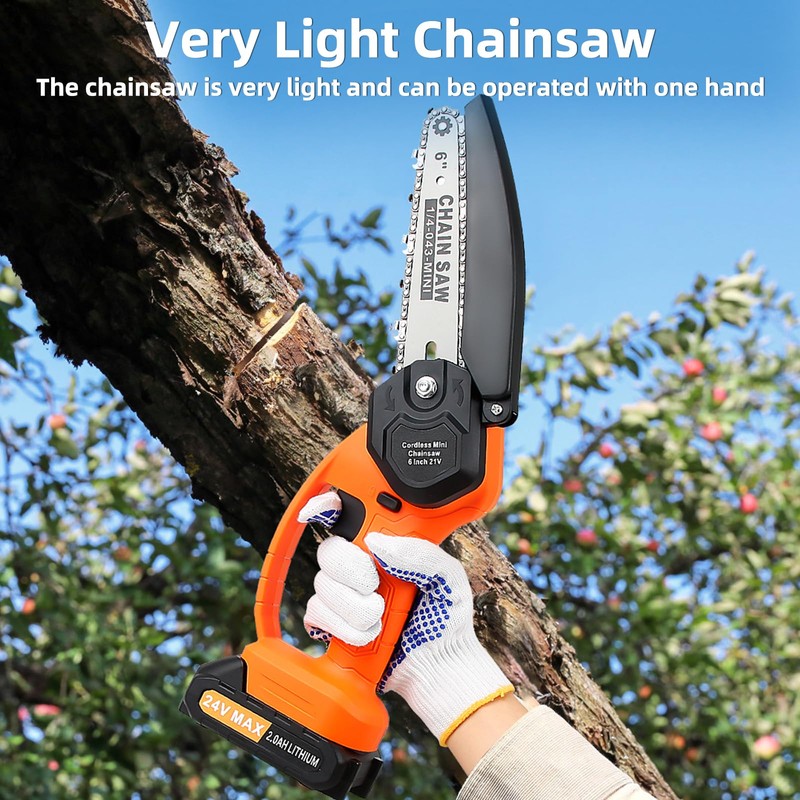 Mini Chainsaw Cordless,6 Inch Portable Electric Handheld Chain Saw with