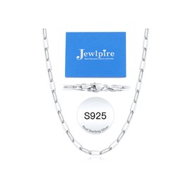 Jewlpire 925 Sterling Silver Paperclip Chain Necklace for Women, Silver Necklace for Women 5mm Paperclip Necklace Women's Chain Necklace, Silver Chain 16 Inch
