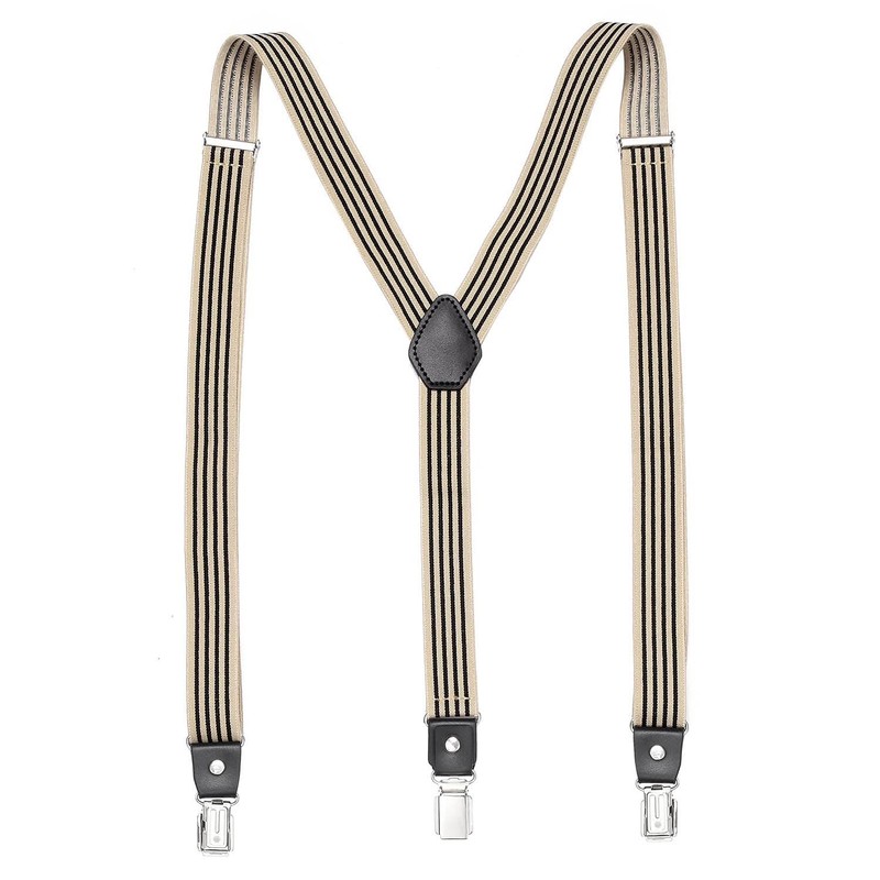 DonDon Men's Braces Striped Black Beige Narrow 2.5 cm –