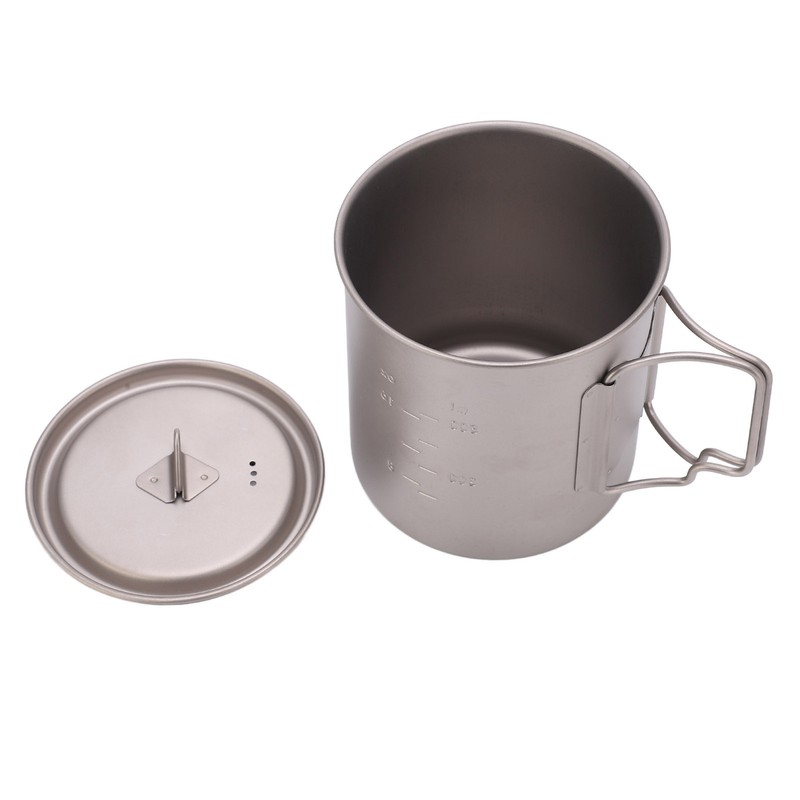 750ml Outdoor Titanium Water Mugs With Folding Handles Portable Camping