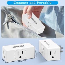 Multi Plug Outlet Extender, 3 Outlets Multi Plug Wall Adapter, Outlet Splitter, Multi Plugs Wall Outlet, for Cruise Ship Home Office Dorm Essentials, 2 Pack,White