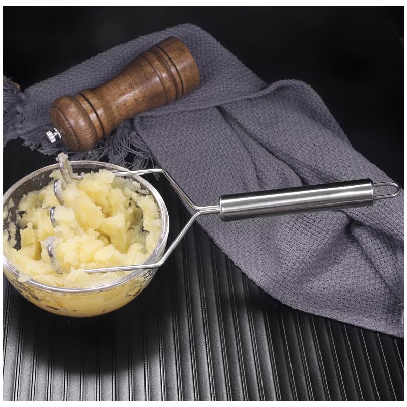 AKOAK 1 Pack Stainless Steel Potato Masher, Creative Mash Press,