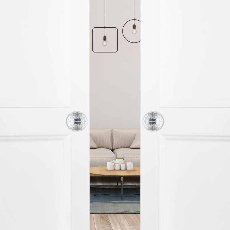 CLCTK 2 Pack Crystal Glass Dummy Door Knobs, Round Half-Dummy