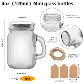eispap 12Pcs 4 OZ Mini Mason Jar Mugs Mason Jar Mugs with Handles and Lids Small Drinking Glass and DIY Favor Wedding Bridal Shower Party Supplies for Drinks, Gifts, Candles and Crafts 120ML (12)