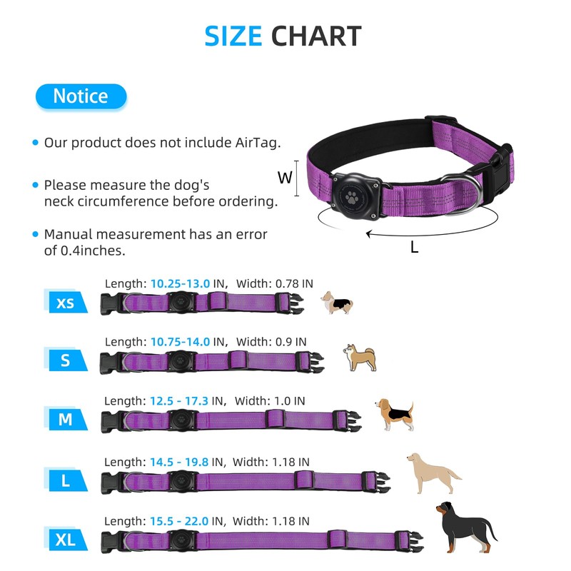 Upgraded AirTag Dog Collar, IP68 Waterproof Air Tag Dog Collar