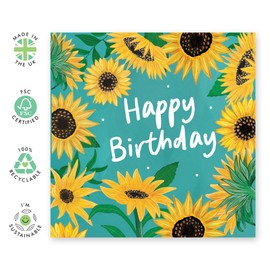 Sunflower Birthday Card – Vibrant Flowers – Cheerful Greeting for Friends, Him, Her, Women, Men, Besties, Colleagues, Coworkers, Officemate, Girlfriend, Mum, Family -Comes with Fun Stickers