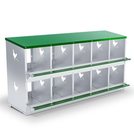 TOCRETOARE Chicken Nesting Boxes, 10 Hole Nesting Box for Laying Eggs, Heavy Duty Metal Nest Boxes for Chicken and Poultry to Collect Eggs, Chicken Laying Boxes Hens Chicken Coop Box