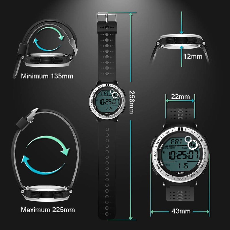 100M Underwater Watch for Men Boys Pedometer Waterproof Swim Watch