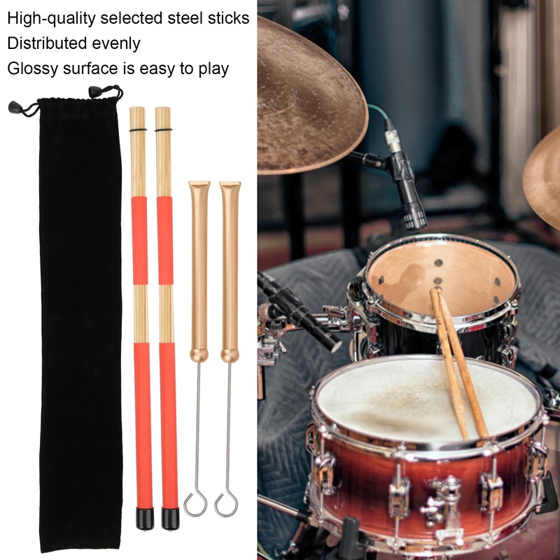 Drum Stick Brush Set Jazz Retractable Metal Wire 19 Beam