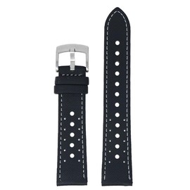 DASSARI Perforated Sailcloth Watch Band Strap - Black & Grey - 20mm - Standard