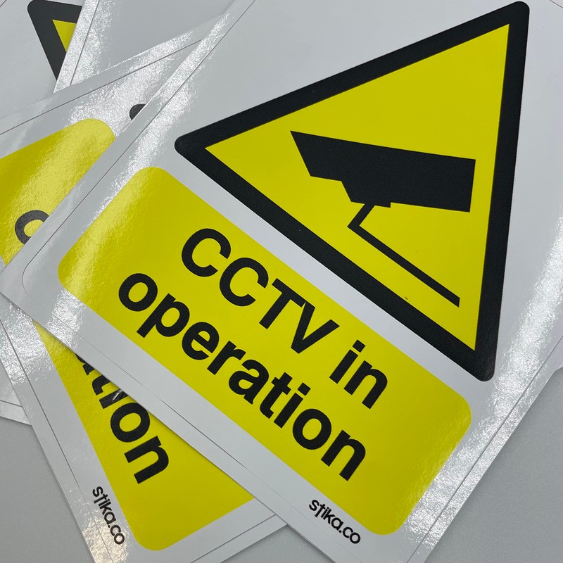 Pack of 4 CCTV camera in operation warning Sign, 5cm