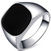 Kingray Jewelry Stainless Steel Classic Simple Plain Black Enamel Signet