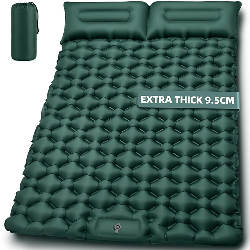 Double Camping Sleeping Pad, 4" Extra Thick 2 Person Inflatable