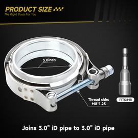 MARYSINO 3 Inch V Band Clamp Quick Release, Flange Male Female, 304 Stainless Steel Replacement For 3 Inch Exhaust Pipe 1 Pcs 3 V Band Clamp