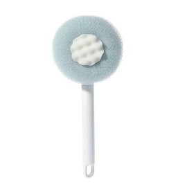 Back Scrubber for Shower, Long Handle Telescopic Back Brush, Bath Mesh Sponge with Bristles,Double-Sided Availability.MInovel (Blue)